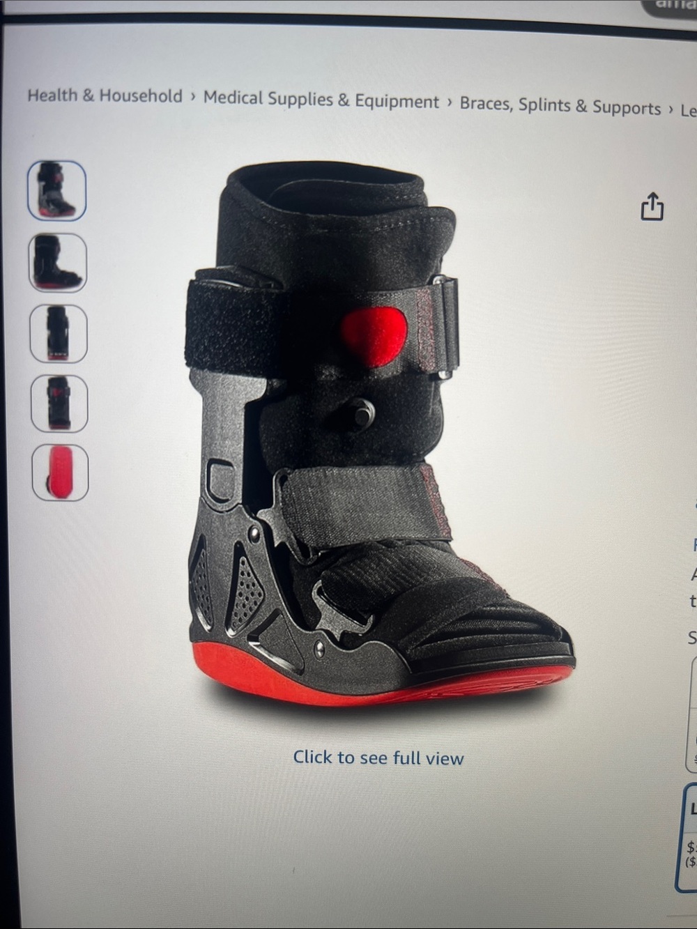 Women's /Men’s Black and Red Medical Walking Boot. Procare  Xcel Trax . Like new